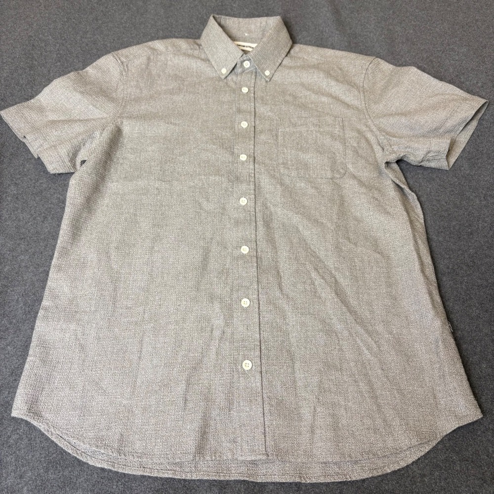 Taylor Stitch Grey Organic Cotton Short Sleeve Button Down Shirt Size 40 M